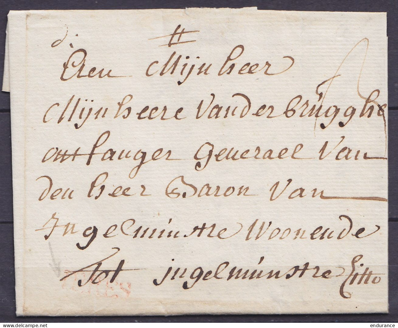 L. Datée 29 Juillet 1765 De YPRES Pour INGELMUNSTER - Griffe Rouge "YPRES" - Port "3" - 1714-1794 (Austrian Netherlands)