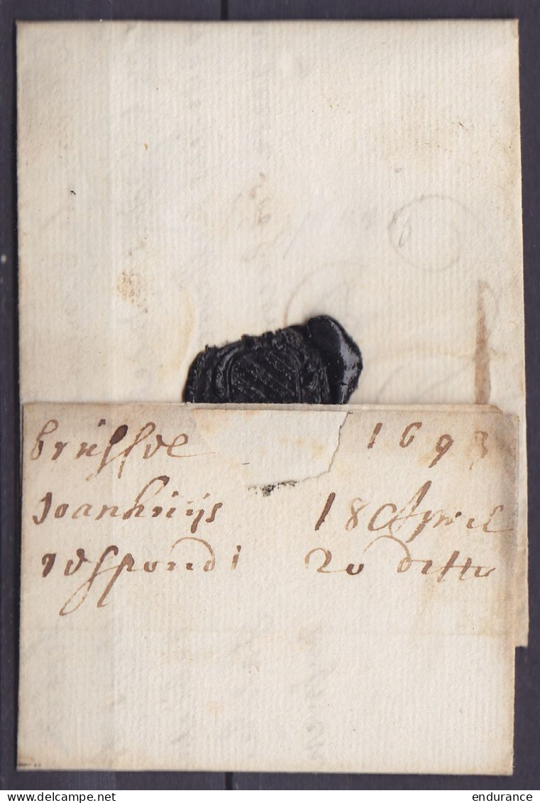 L. Datée 10 Avril 1693 De BRUSSEL Pour GENT - Marque "PR" (port Par Porteur Payé) - 1714-1794 (Paises Bajos Austriacos)