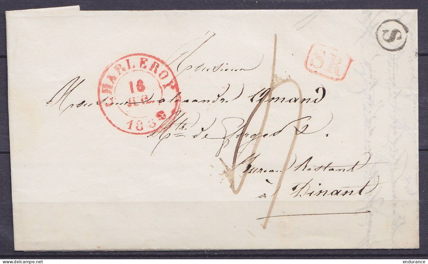 L. De Marchienne-au-Pont Càd CHARLEROY /16 JUIL. 1839 Pour Poste Restante à DINANT - [SR] - Boite Rurale "S" - Port "4"  - 1830-1849 (Onafhankelijk België)