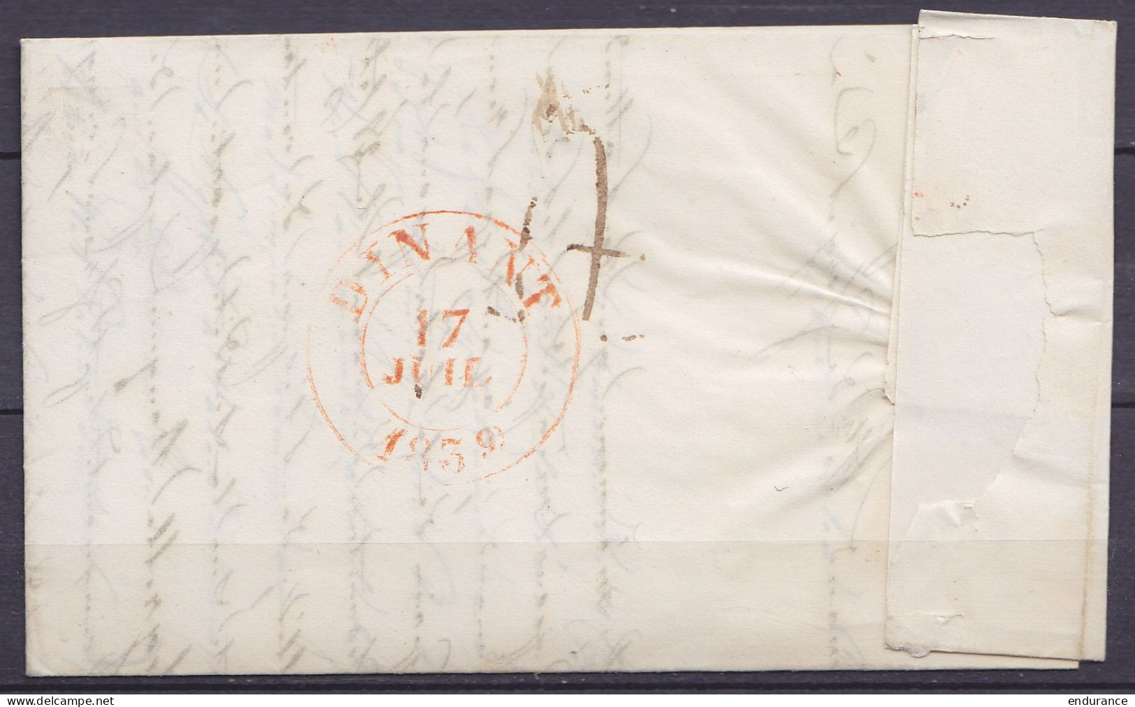 L. De Marchienne-au-Pont Càd CHARLEROY /16 JUIL. 1839 Pour Poste Restante à DINANT - [SR] - Boite Rurale "S" - Port "4"  - 1830-1849 (Belgica Independiente)