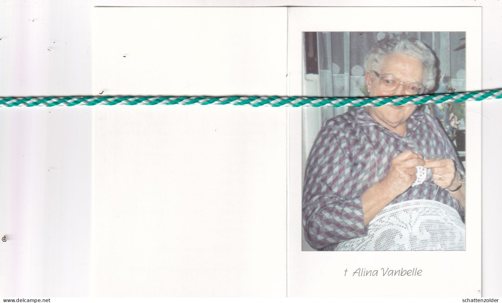 Alina Vanbelle-Christiaens, Lendelede 1920, Izegem 1996. Foto - Overlijden