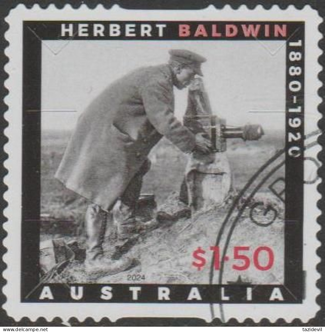 AUSTRALIA - DIE-CUT-USED 2024 $1.50 Anzac Day 2024 - Picturing War - Herbert Baldwin - Gebraucht