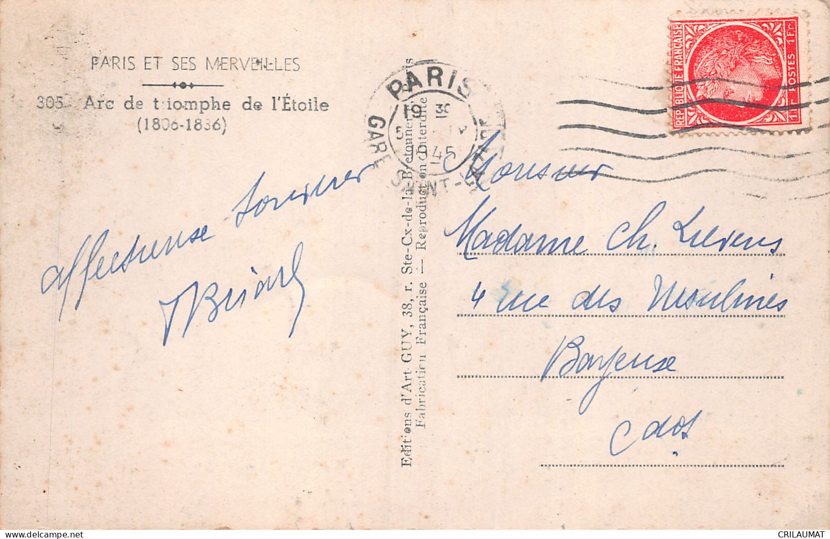 75-PARIS ARC DE TRIOMPHE-N°5142-B/0181 - Triumphbogen