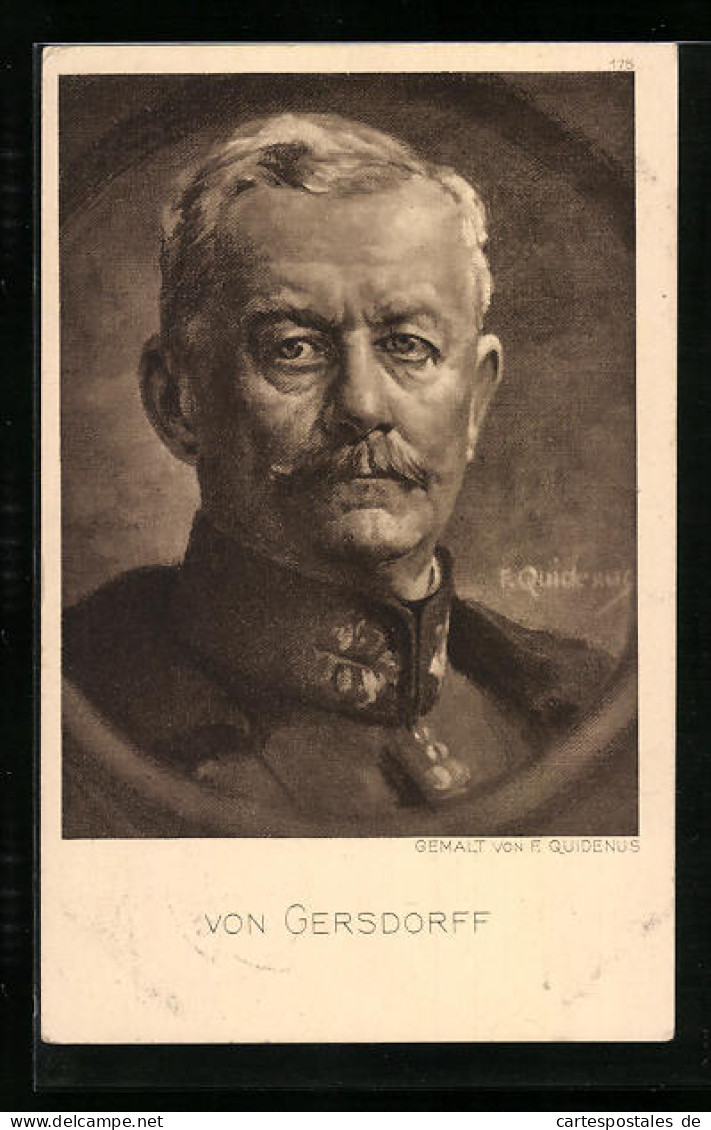 Künstler-AK Fritz Quidenus: Heerführer Von Gersdorff In Uniform  - Guerre 1914-18