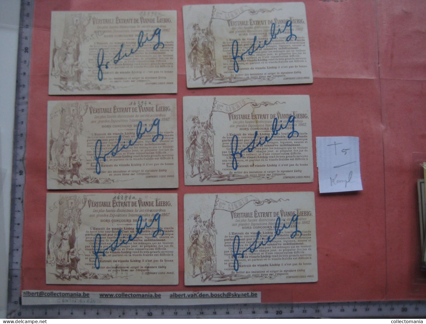 6 Cartes Chromos, 1886, Liebig Compagnie  Complete Serie Tischkarten, Cartes De Table Nr 5 : Leisure Pursuits III  - VG - Liebig