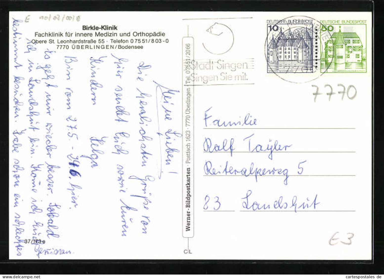 AK Überlingen Am Bodensee, Birkle-Klinik, Obere St. Leonhardstrasse 55  - Ueberlingen
