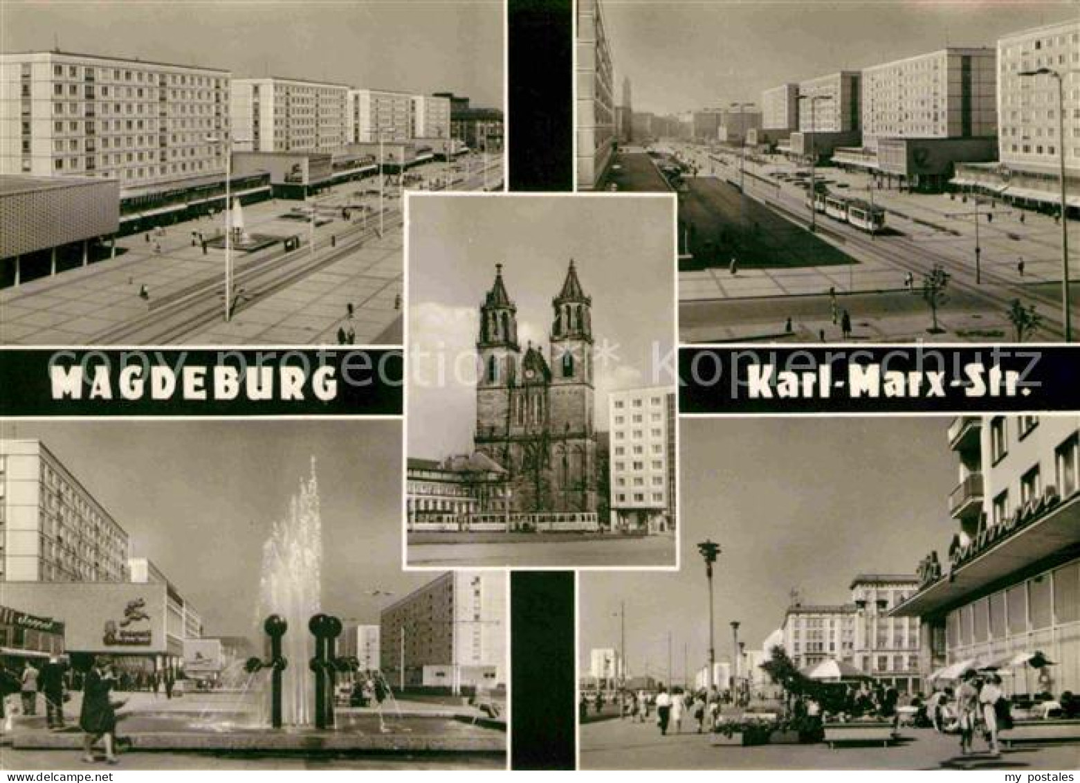 72727510 Magdeburg Karl Marx Strasse Wohnhochhaeuser Kirche Platz Magdeburg - Maagdenburg