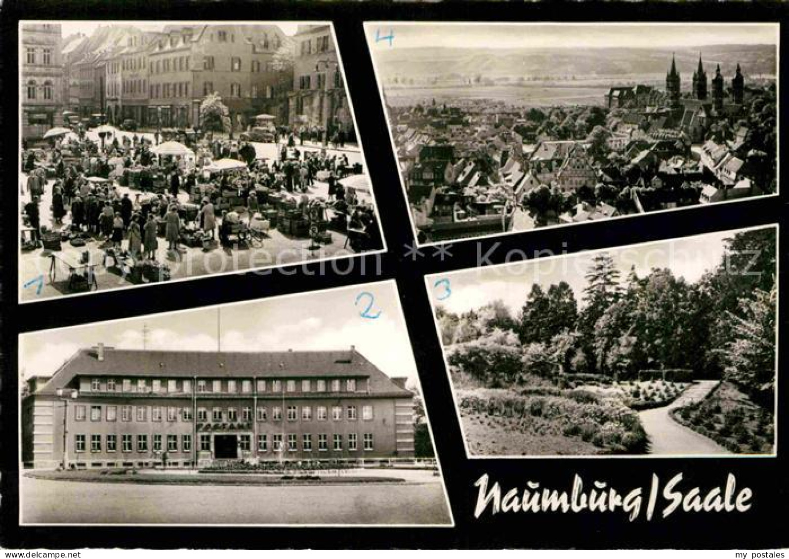72727391 Naumburg Saale Marktplatz Stadtbild Mit Dom Steingarten Park Postamt Na - Naumburg (Saale)