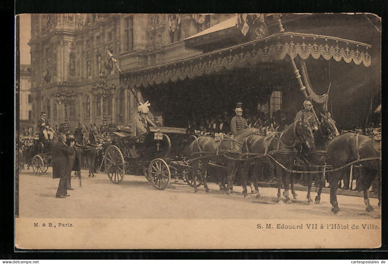 Pc Paris, S. M. Edouard VII à L`Hotel De Ville  - Familles Royales