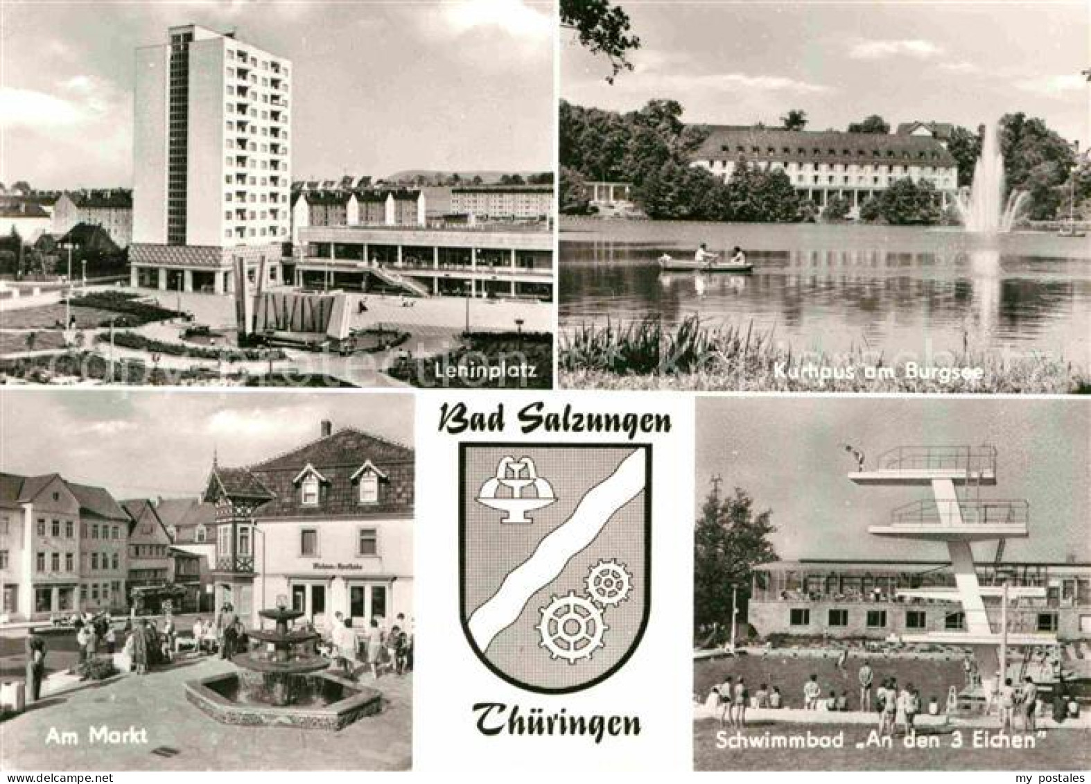 72727341 Bad Salzungen Leninplatz Hochhaus Kurhaus Burgsee Schwimmbad Sprungturm - Bad Salzungen