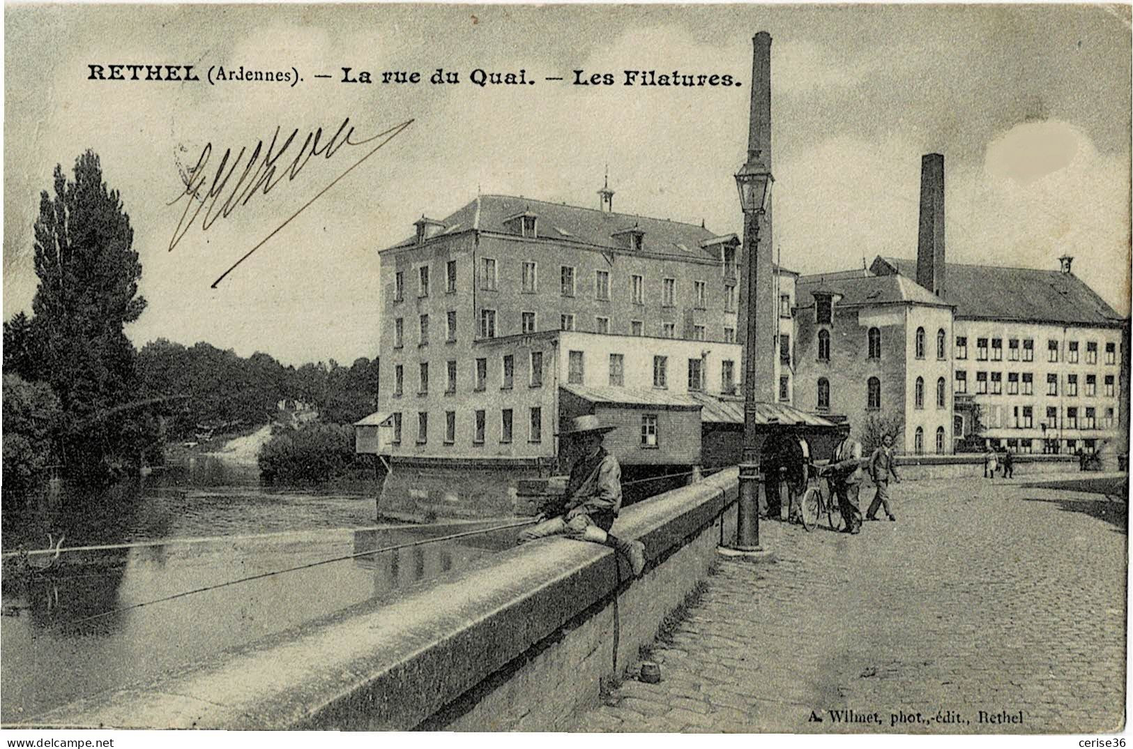 Rethel La Rue Du Quai - Les Filatures Circulée En 1906 - Rethel