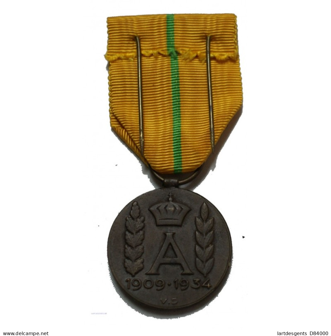 Médaille Belgique ALBERTUS REX Roi Albert 1er 1909-1934 - Professionnels / De Société