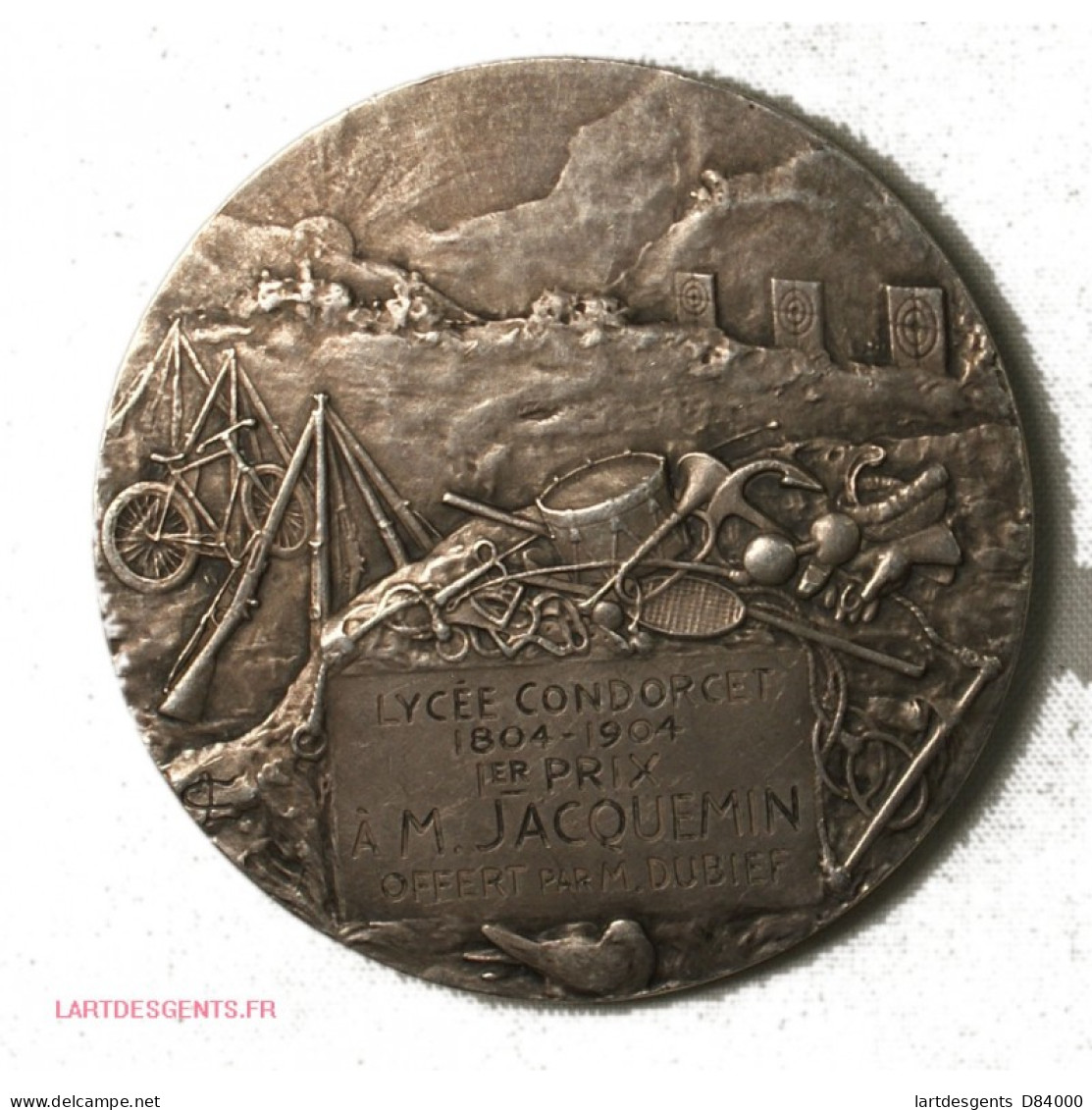 Médaille Argent Centenaire Du Lycée Concordet 1804-1904 Par COUDRAY , Lartdesgents - Professionali / Di Società