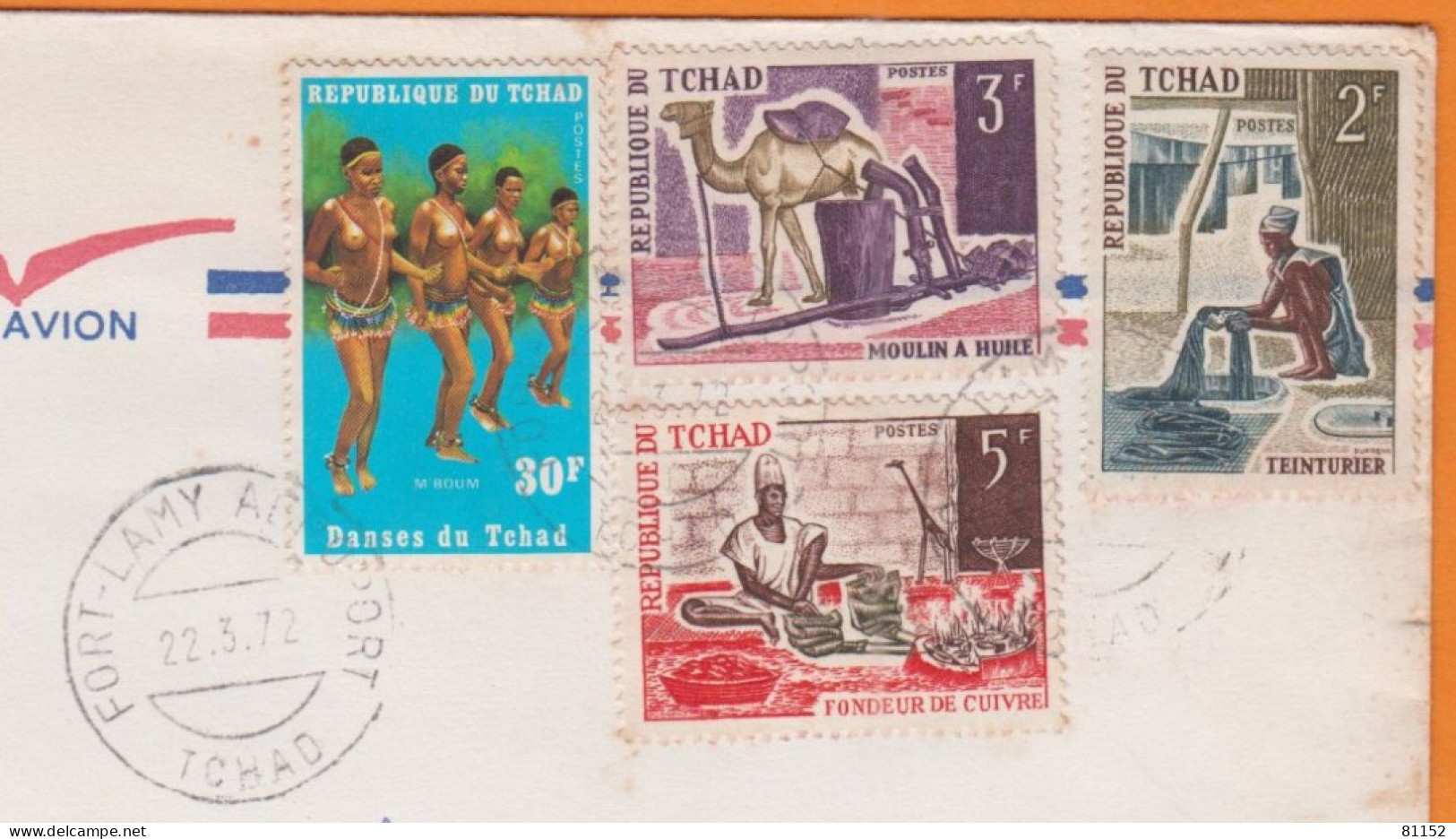 Militaria    Tchad   Lettre  De FORT LAMY  1972   Avec Compo De 4  Timbres Pour Un CAPITAINE à 22 DINAN - Tschad (1960-...)