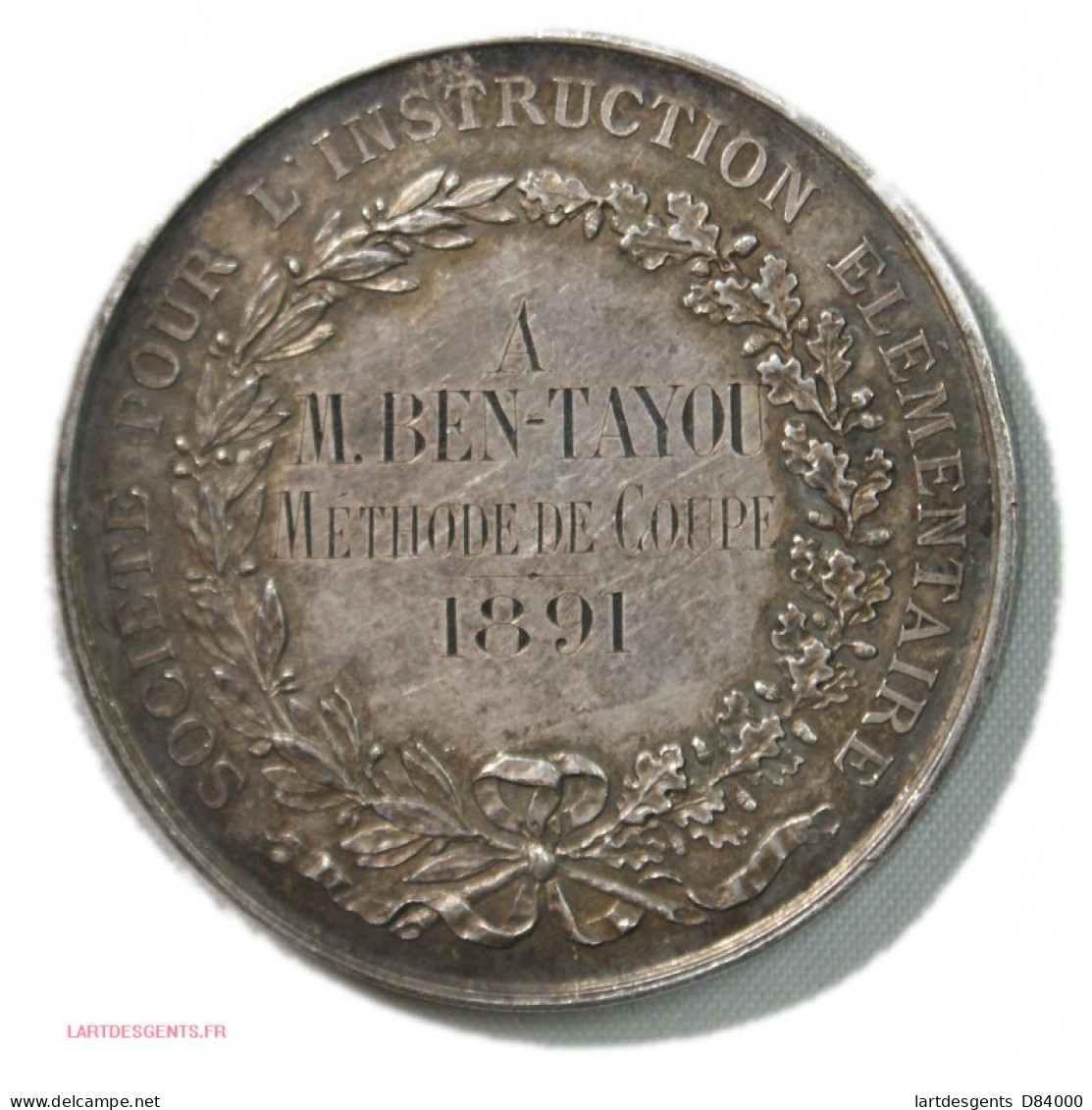 Médaille Argent STE INST. ELEMENTAIRE 1815, Attribué Par DOMARD F. Lartdesgents - Professionals/Firms