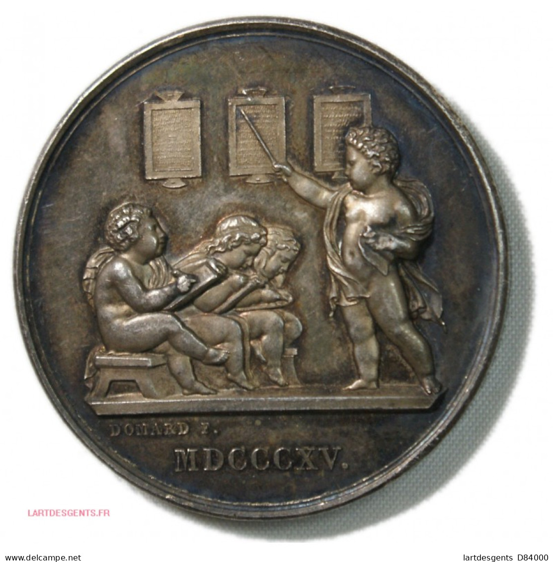 Médaille Argent STE INST. ELEMENTAIRE 1815, Attribué Par DOMARD F. Lartdesgents - Professionals/Firms