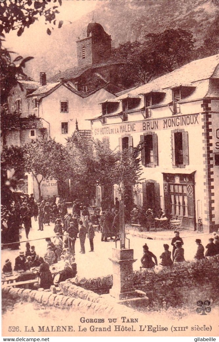 48 - Lozere - LA MALENE - Le Grand Hotel - L église - Gorges Du Tarn - Gorges Du Tarn