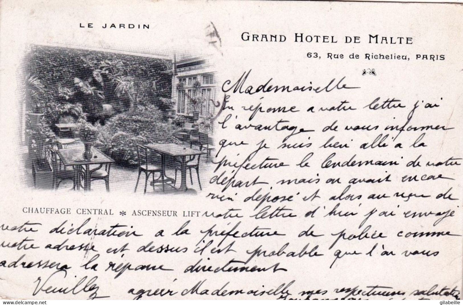 75 - PARIS 02 - 63 Rue Richelieu - Grand Hotel De Malte - Le Jardin - Arrondissement: 02