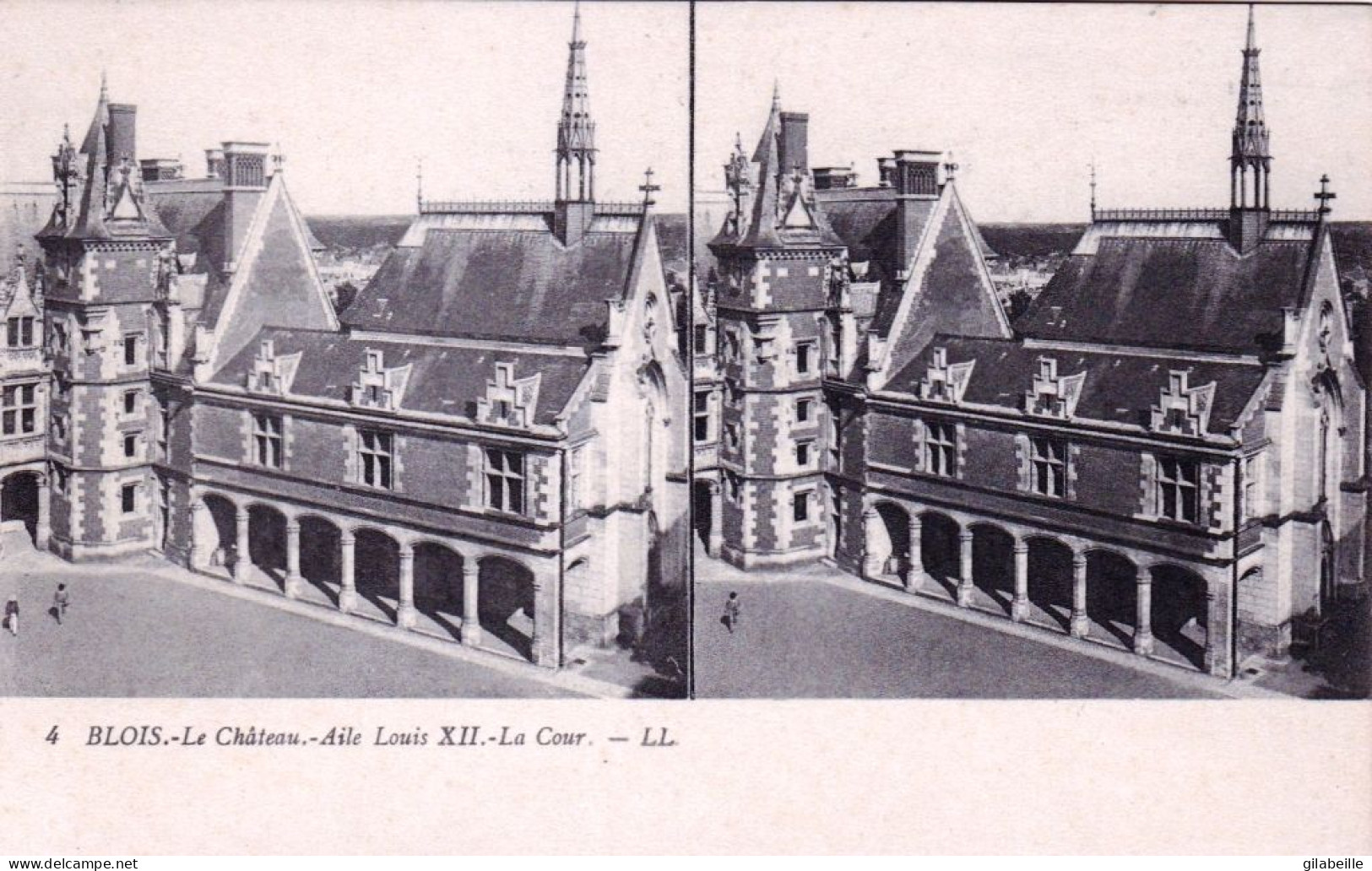 41 - Loir Et Cher - BLOIS - Le Chateau - Aile Louis XII - La Cour - Carte Stereoscopique - Blois