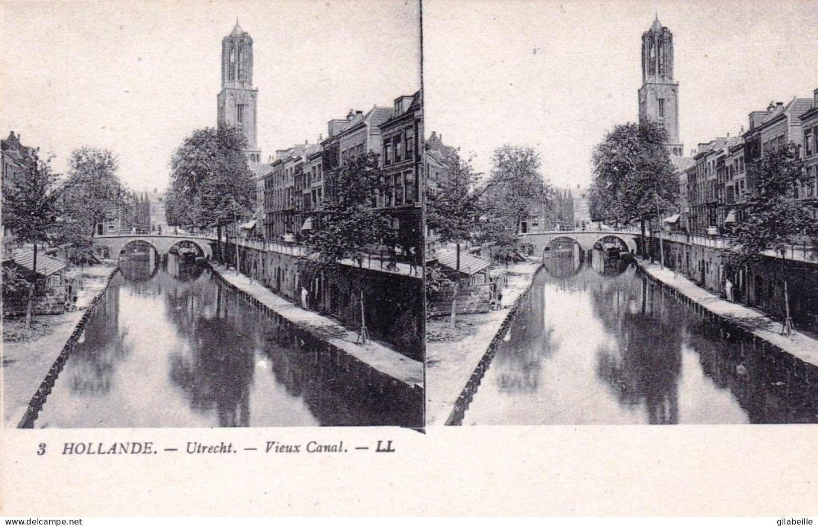 Nederland - UTRECHT - Vieux Canal - UTRECHT - Oud Kanaal - Carte Stereoscopique - Utrecht