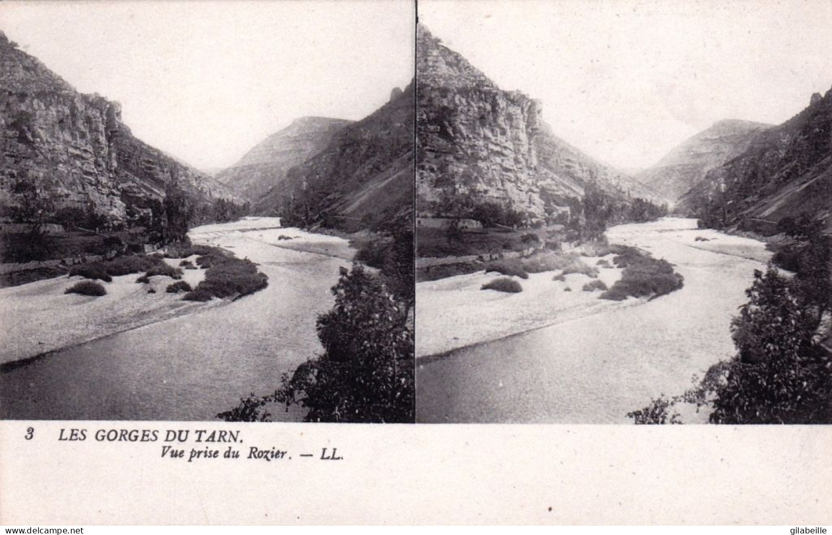 48 - Lozere - Les Gorges Du Tarn - Vue Prise Du Rozier   -   Carte Stereoscopique - Gorges Du Tarn