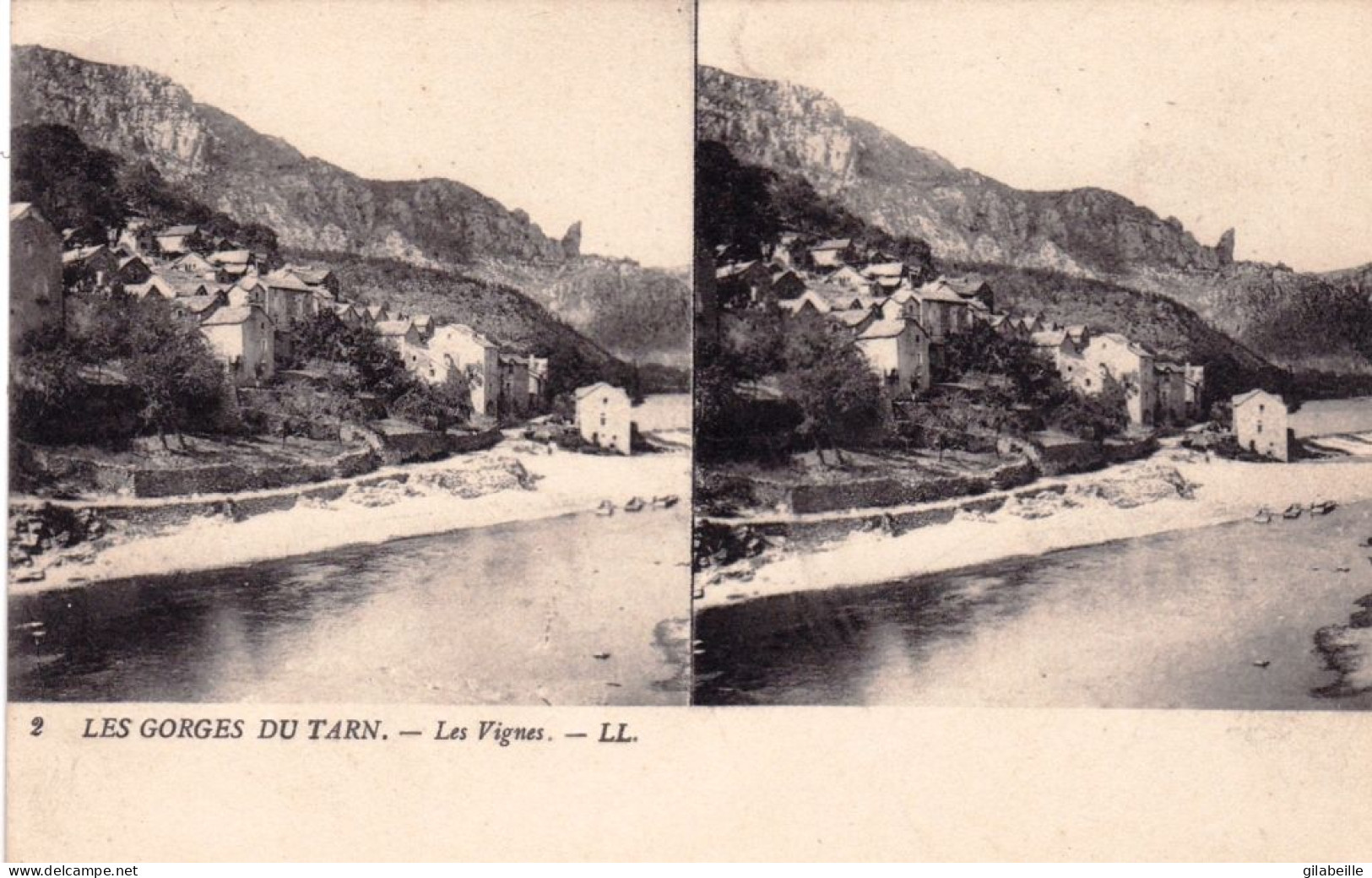 48 - Lozere - Les Gorges Du Tarn - Les Vignes  -   Carte Stereoscopique - Gorges Du Tarn