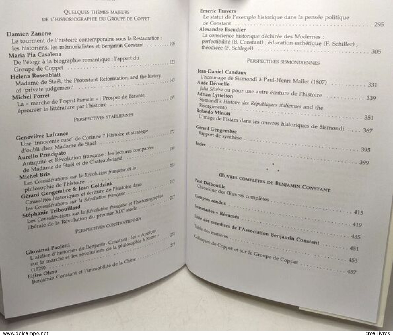 Annales Benjamin Constant 31-32 Le Groupe De Coppet Et L'Histoire - Actes Du VIIIe Colloque De Coppet (Château De Coppet - History