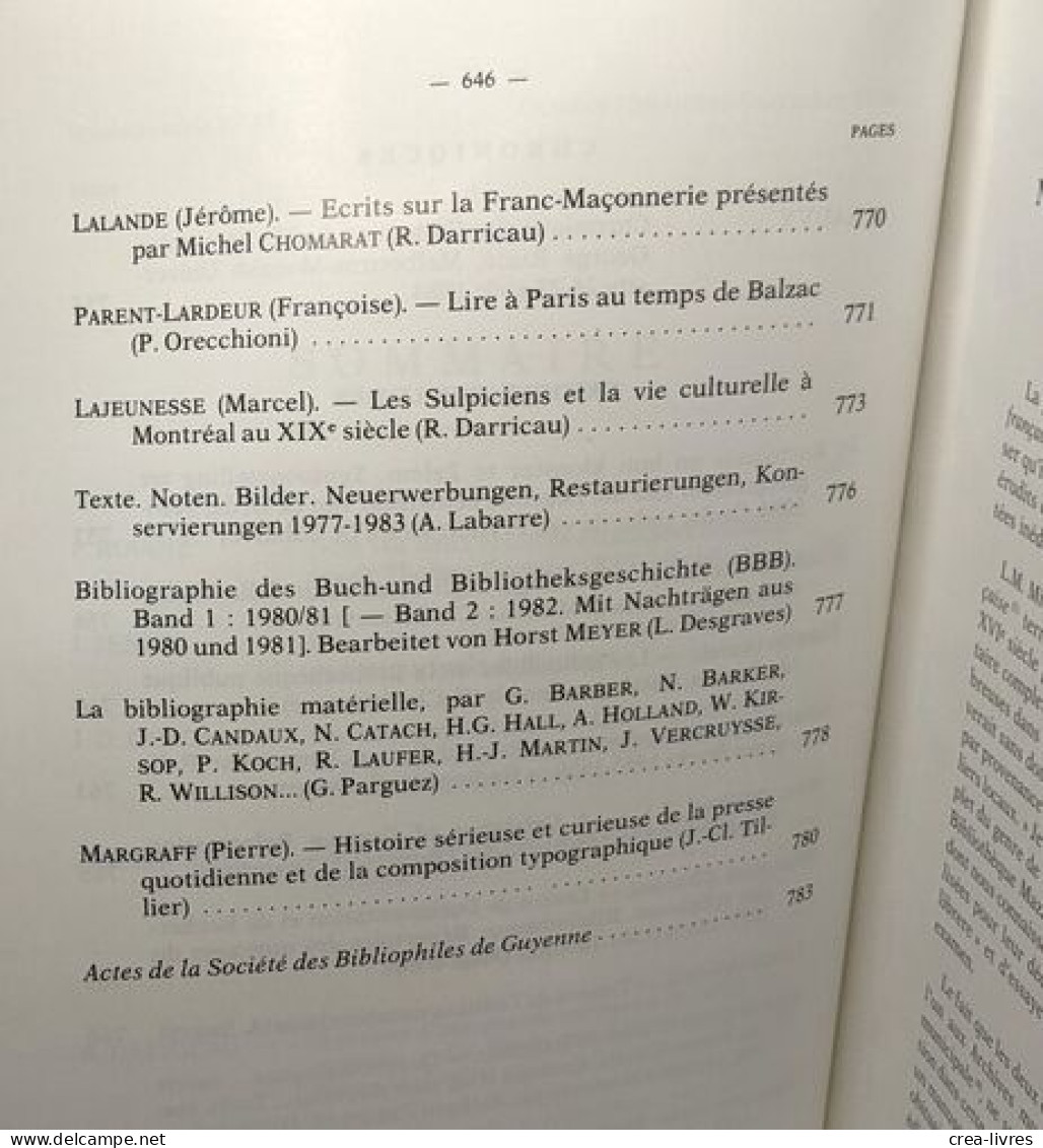 Revue Française D'histoire Du Livre N° 45 - Note Sur Deux Reliures Estampées Bordelaises De Thomas Cormier (XVIe Siècle) - Unclassified