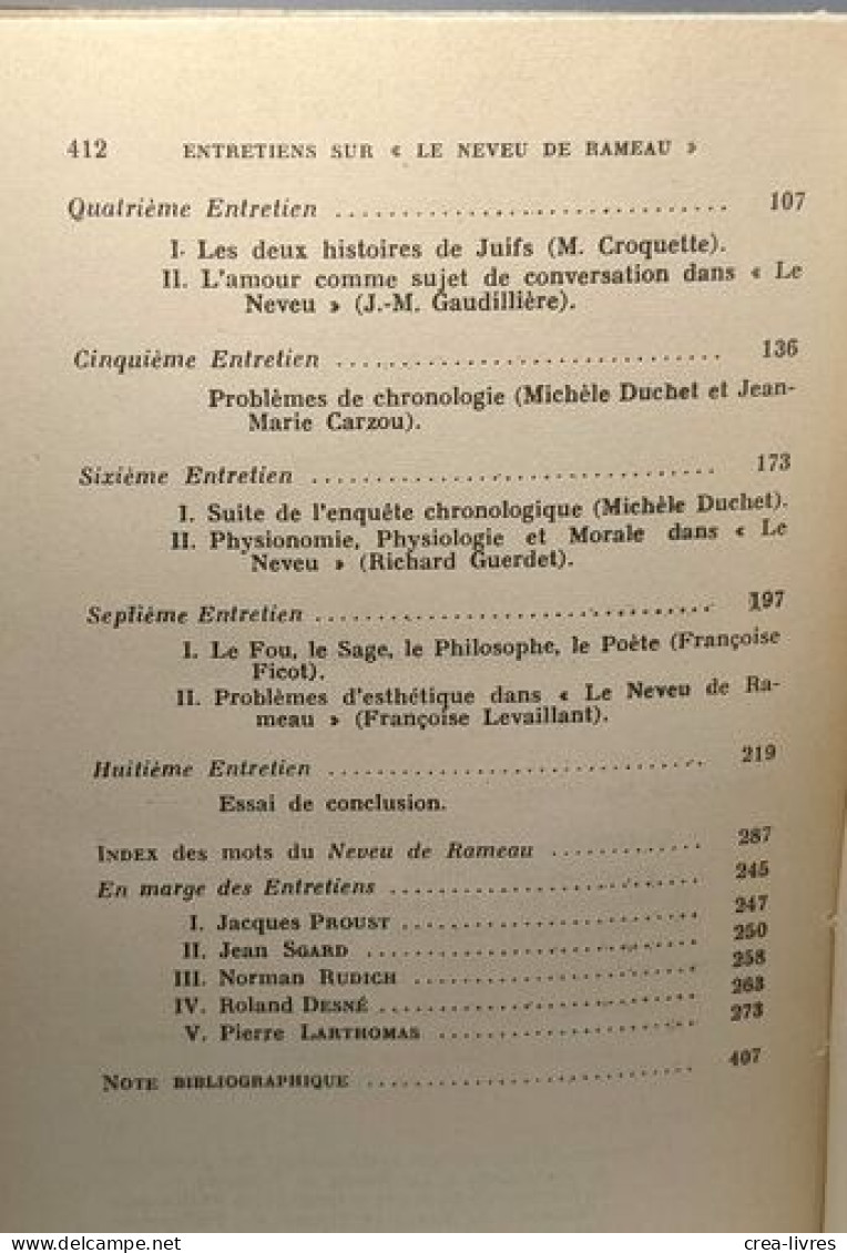 Entretiens Sur Le Neveu De Rameau - Autres & Non Classés