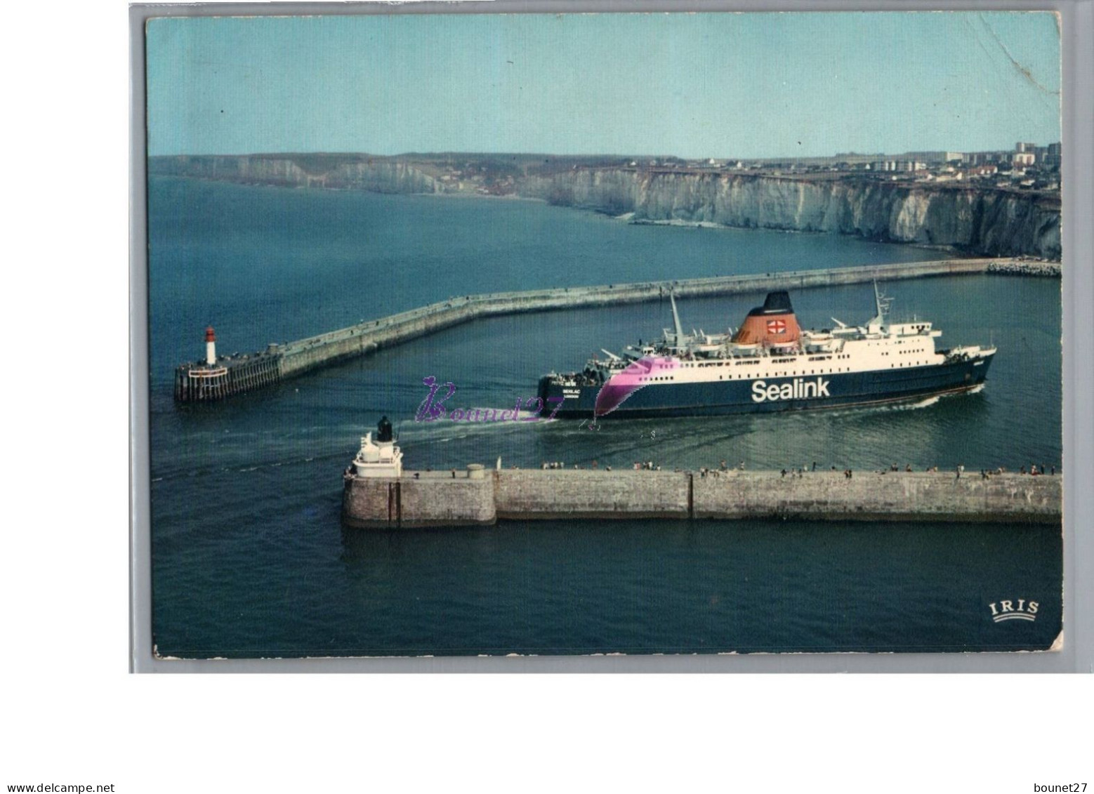 TRANSPORT BATEAU - FERRIES FERRY DIEPPE 76 - En Avion Sur L'entrée Du Port Et Les Falaises Le SEALINK  Phare - Veerboten