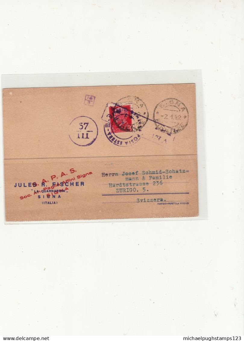 Italy / Censorship / Folded Letter Cards / Switzerland / Signa - Unclassified