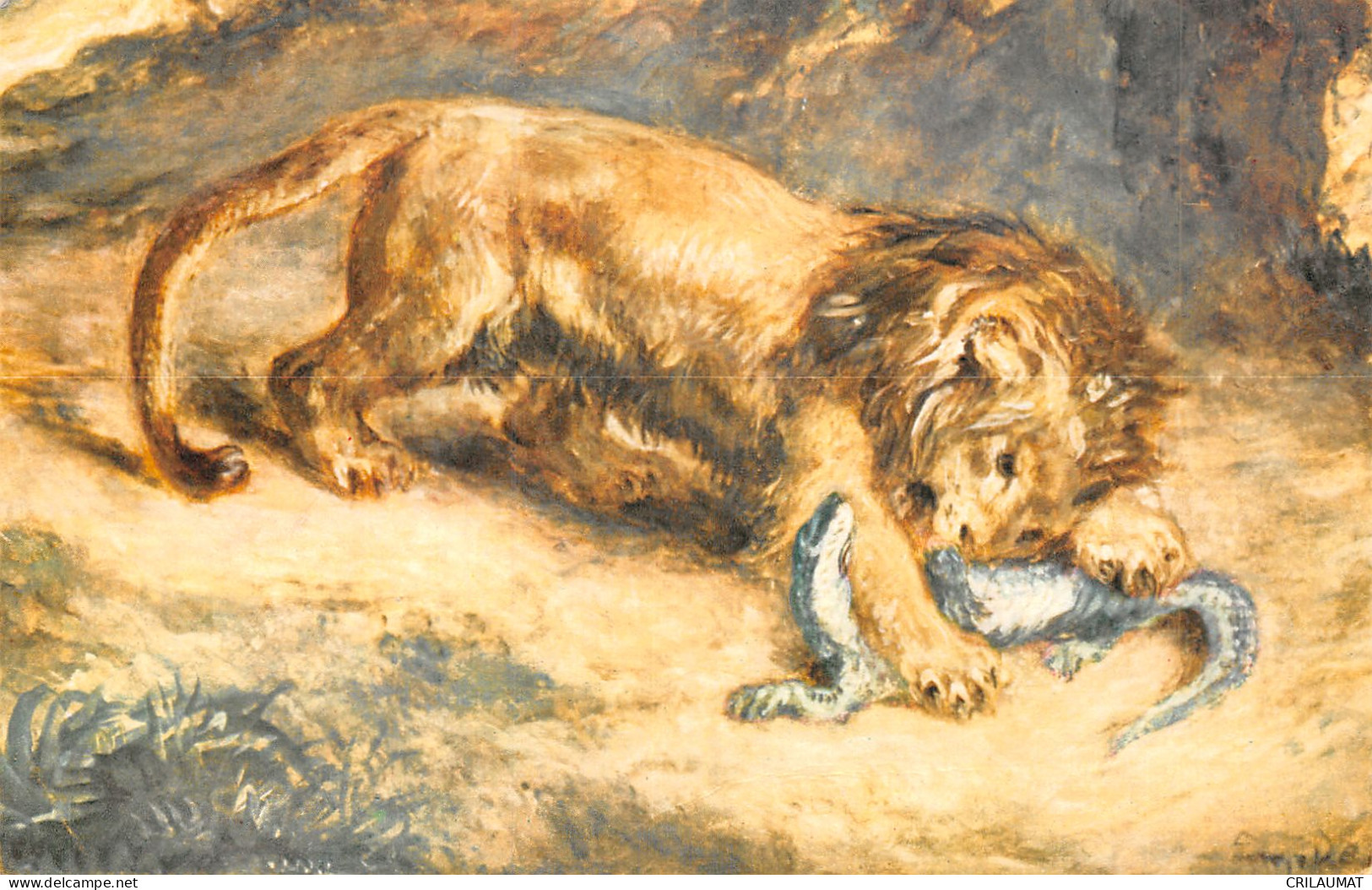 75-PARIS MUSEE DU LOUVRE LION ET CAIMAN-N°5144-D/0085 - Other & Unclassified