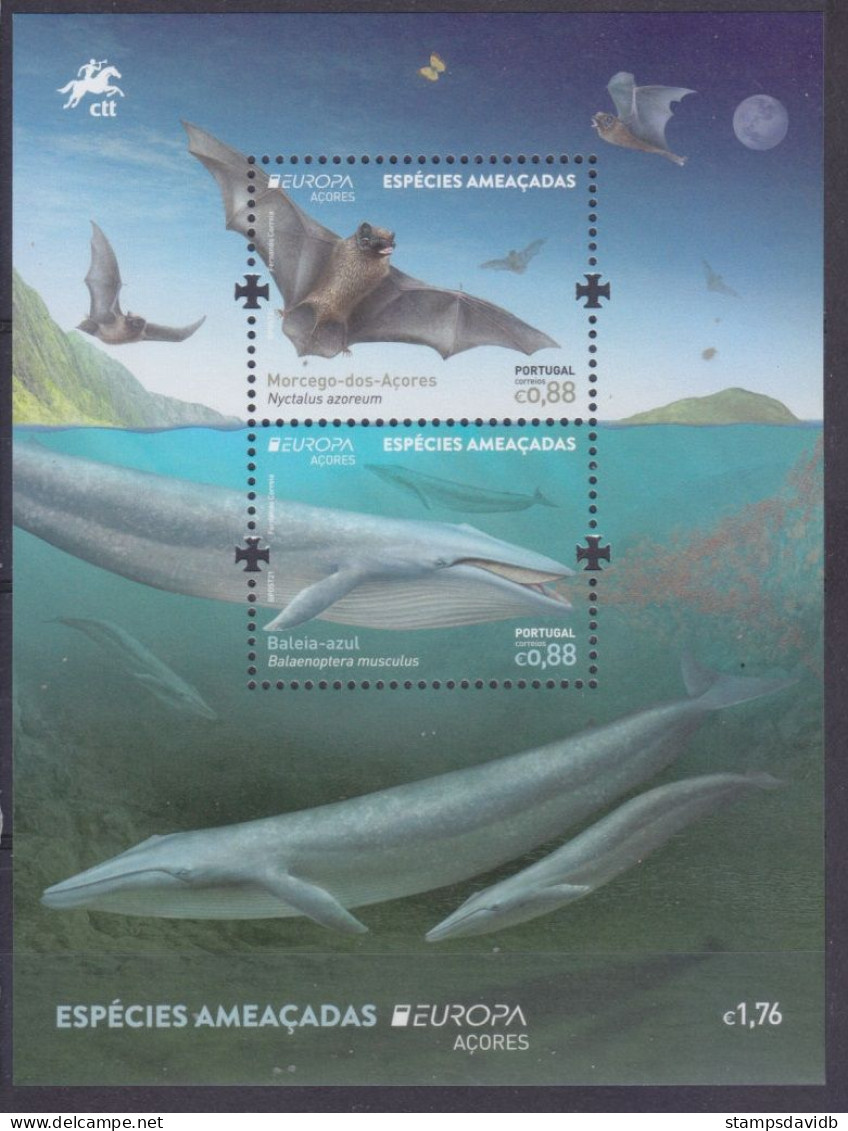 2021 Portugal Azores 654-655/B72 Europa Cept / Marine Fauna - 2021