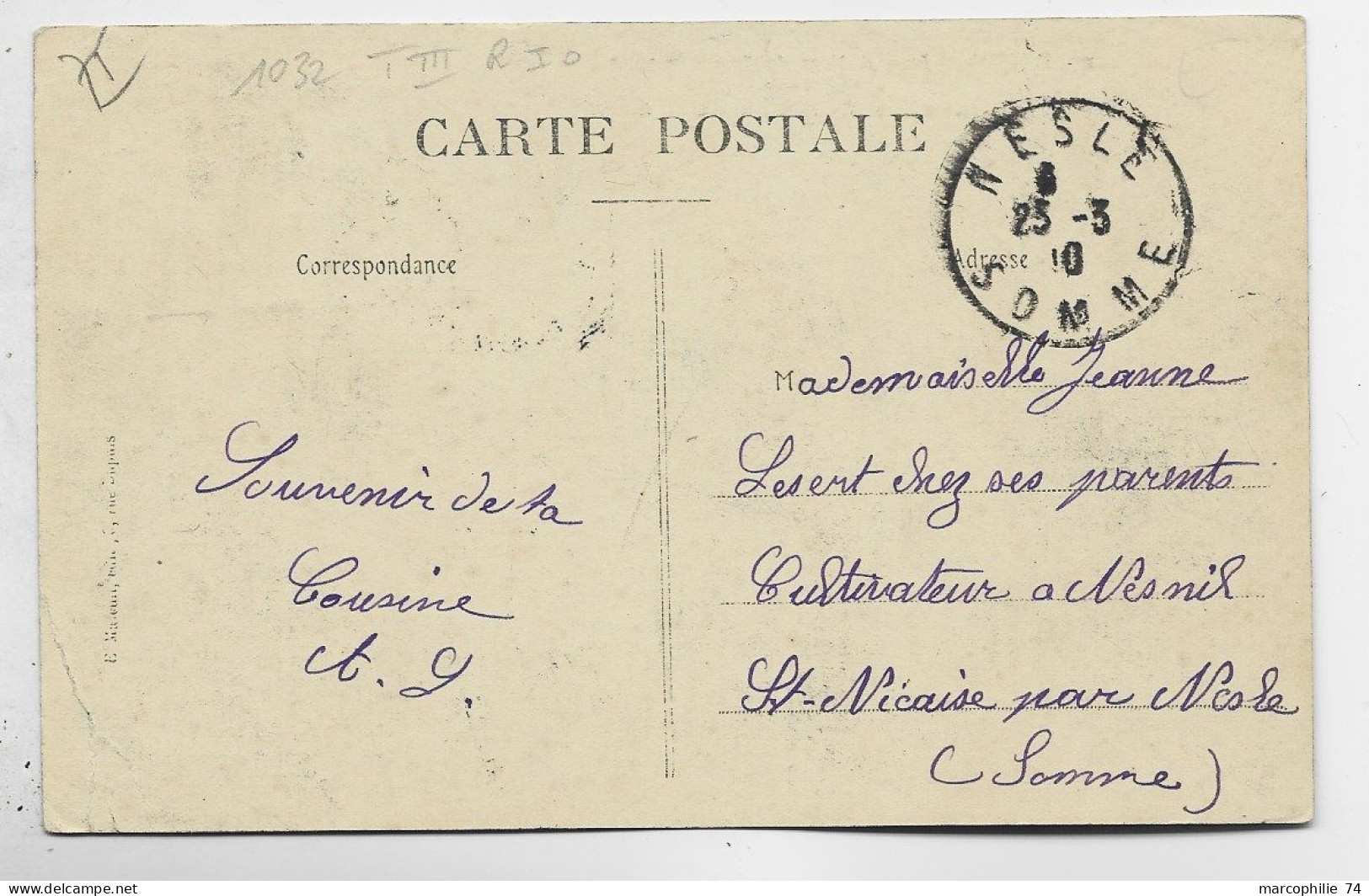 SEMEUSE 5C AU RECTO CARTE PARIS INONDATIONS JANVIER 1910 CONVOYEUR DOURDAN A BRETIGNY 22.3.10 - Bahnpost
