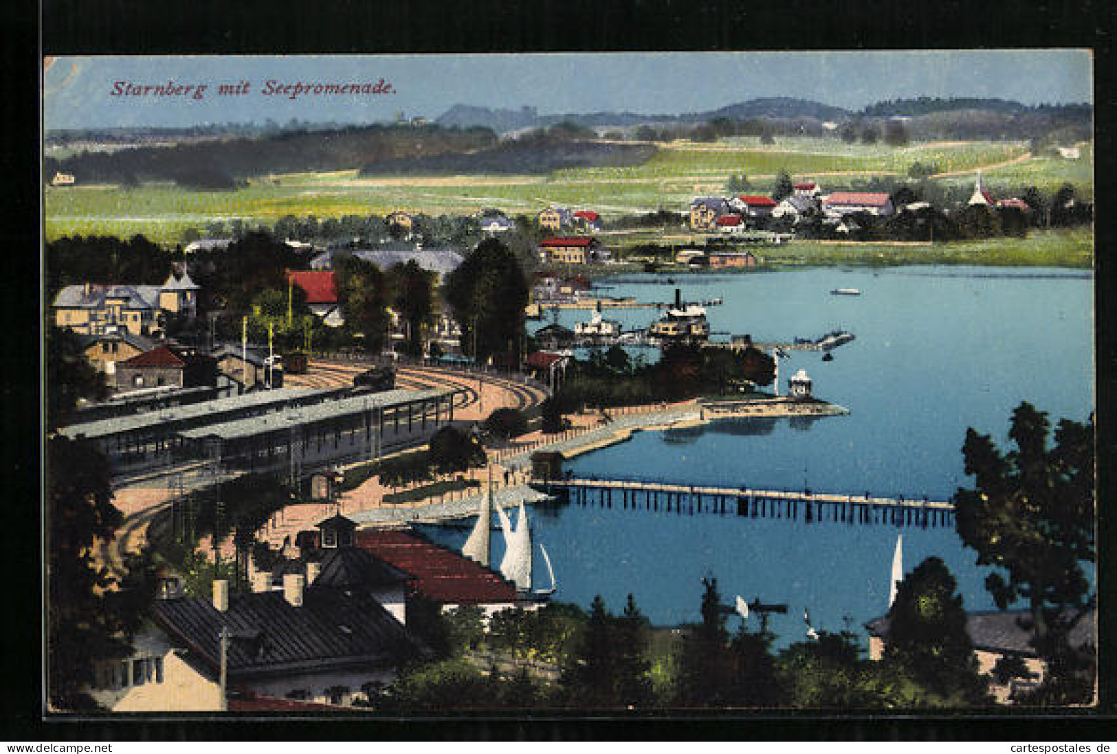 AK Starnberg, Ortsansicht Mit Seepromenade  - Starnberg