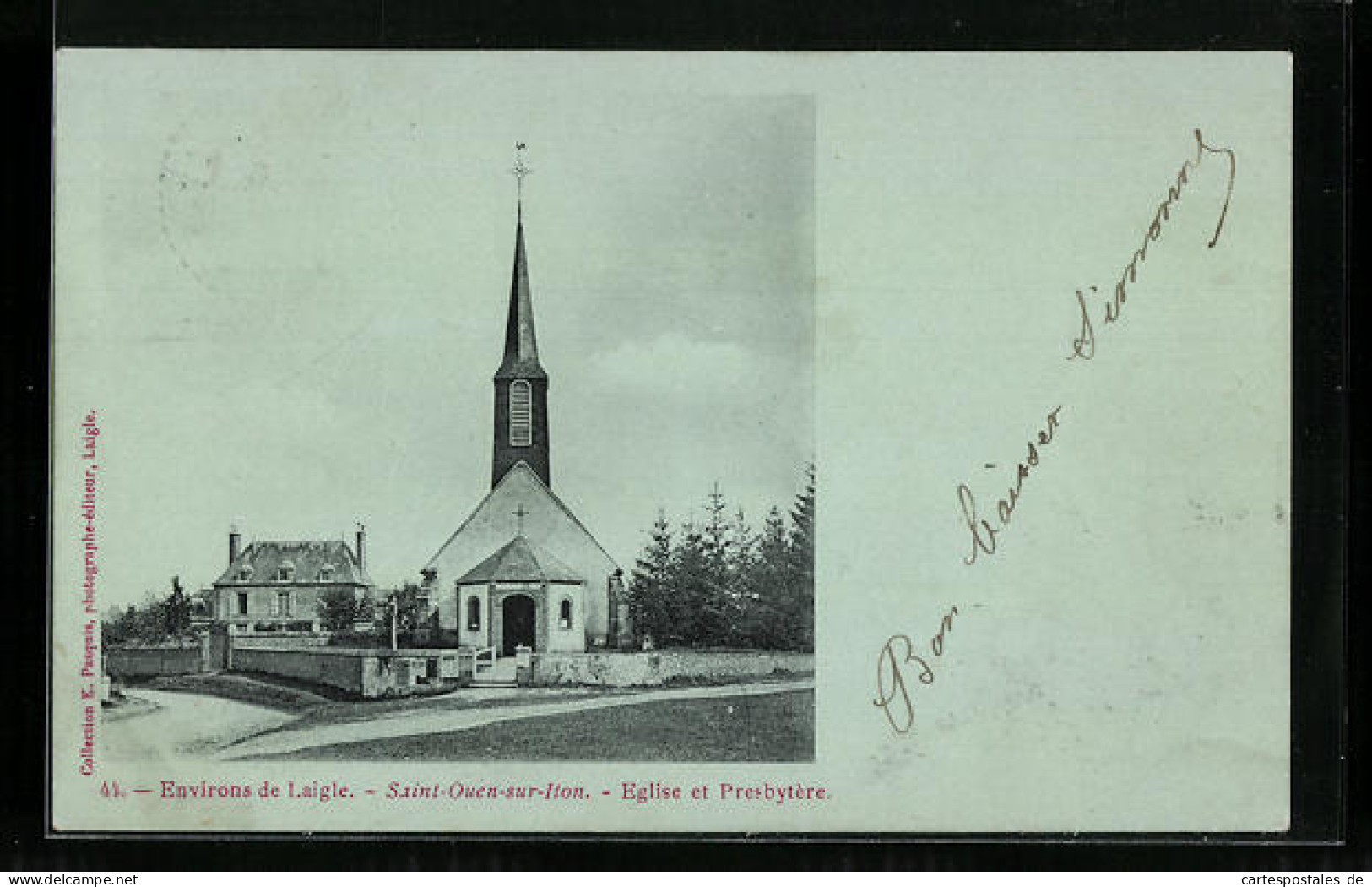 CPA Saint-Ouen-sur-Iton, Eglise Et Presbytere  - Autres & Non Classés