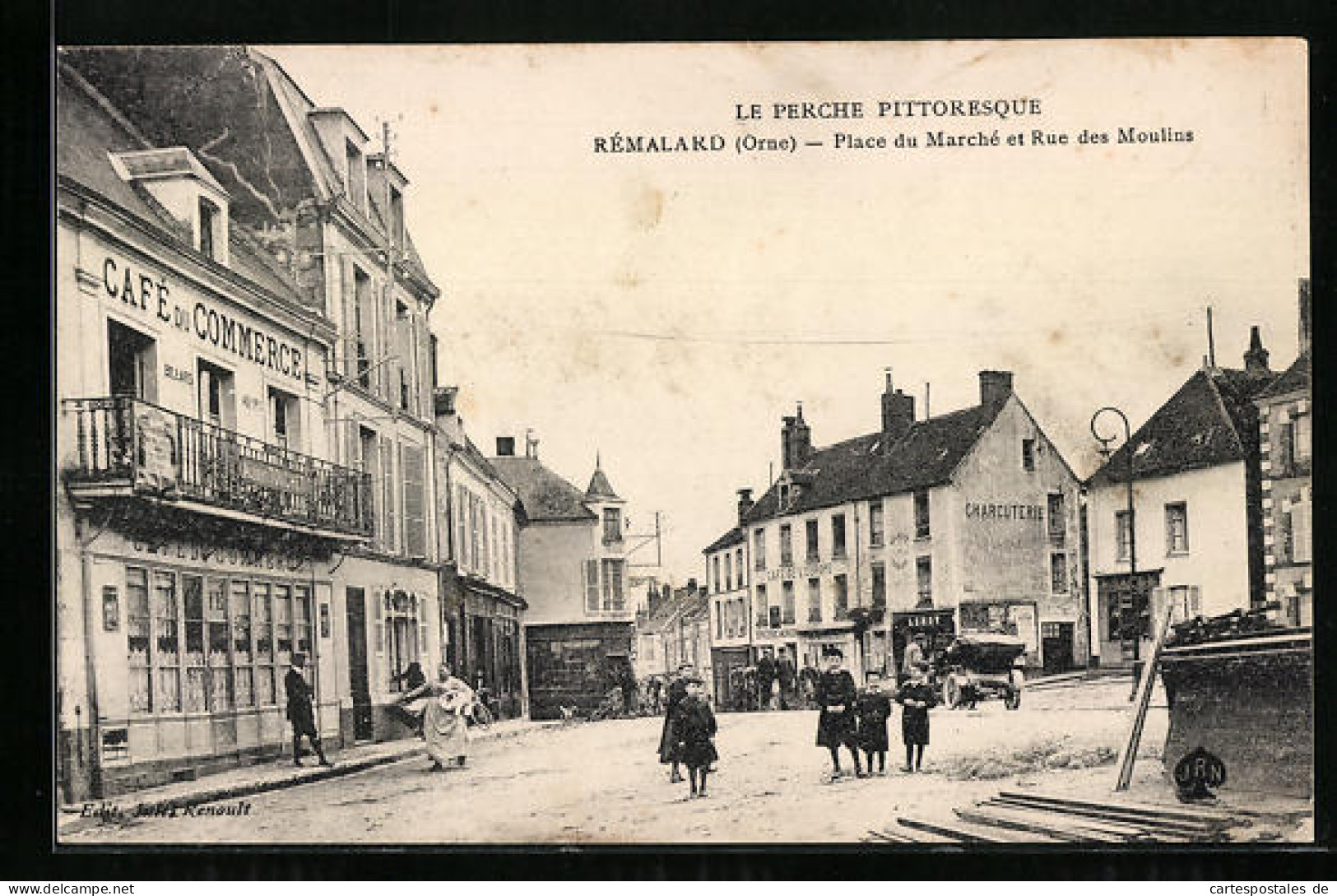 CPA Rémalard, Place Du Marche Et Rue Des Moulins  - Moulins La Marche