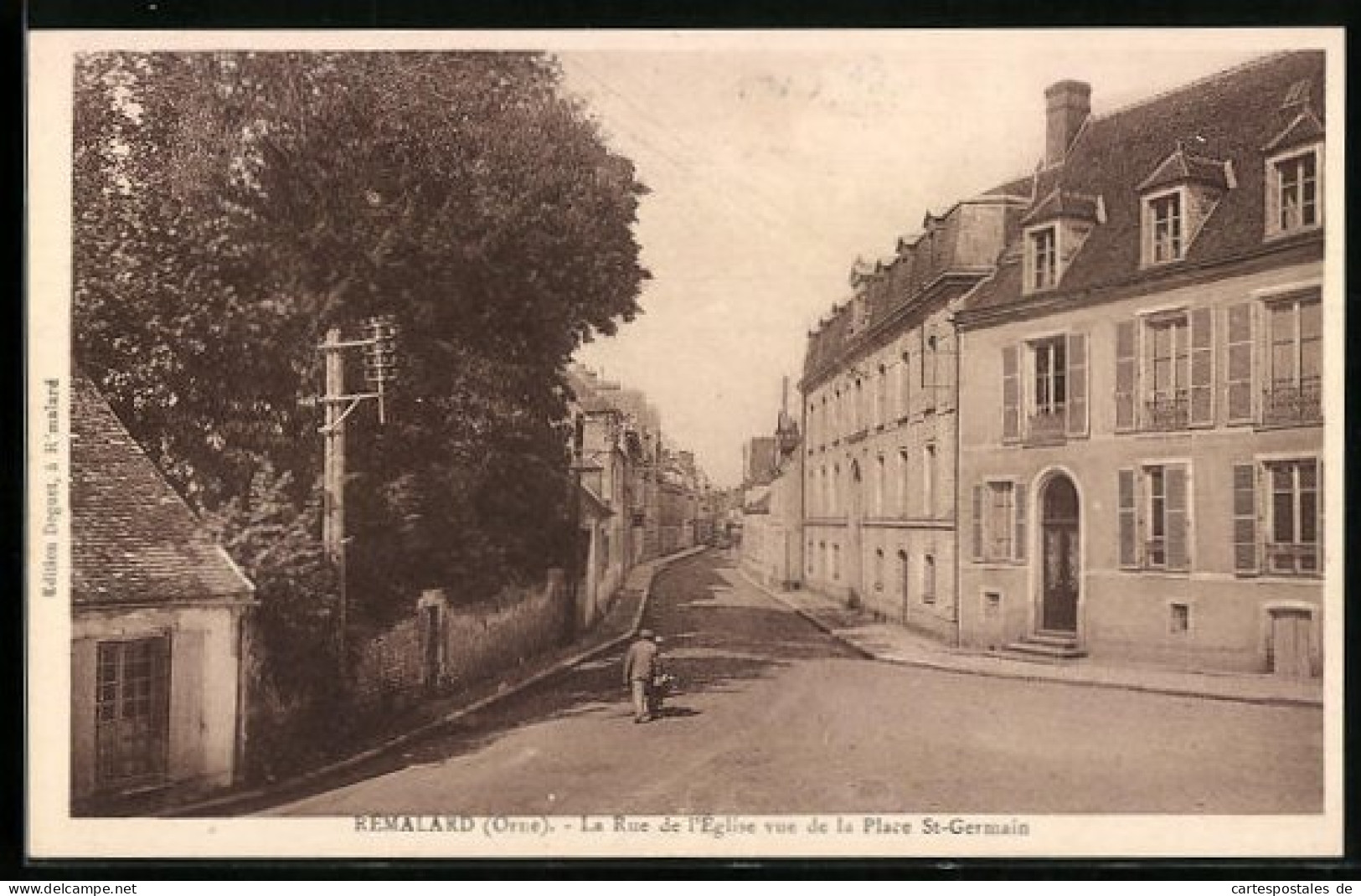 CPA Rémalard, La Rue De L`Eglise Vue De La Place St-Germain  - Altri & Non Classificati