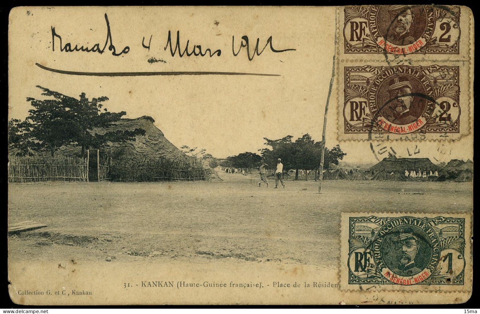 Haute Guinée Française KANKAN Place De La Résidence 1912 G Et C - Guinée