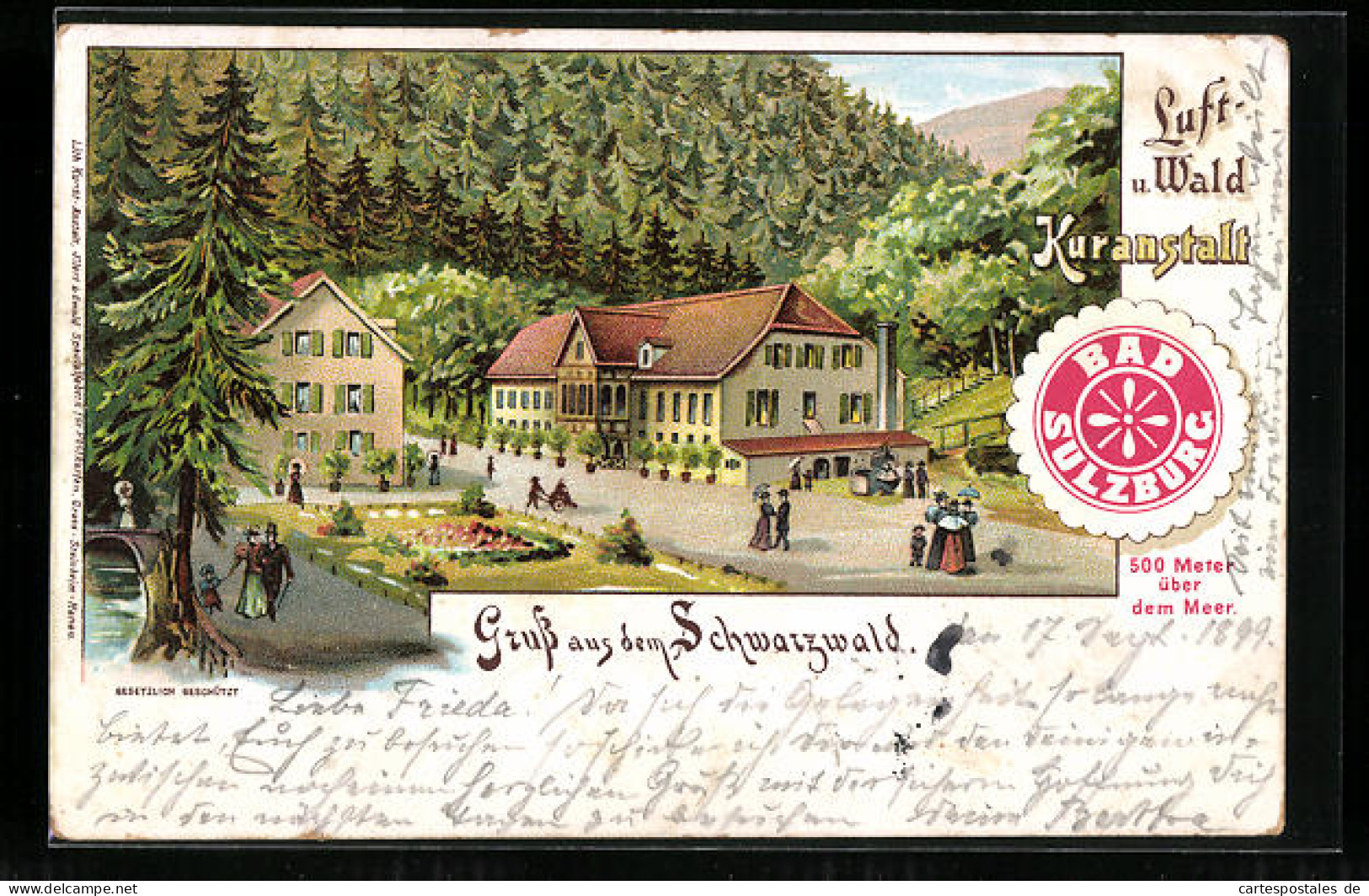 Lithographie Bad Sulzburg, Motiv Der Luft- U. Wald-Kuranstalt  - Sonstige & Ohne Zuordnung