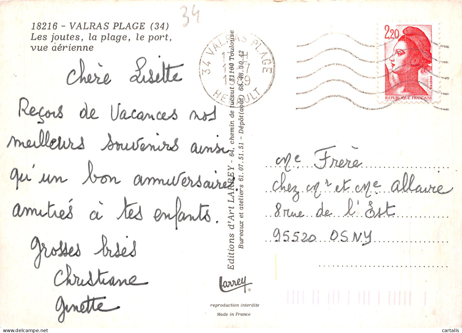 34-VALRAS PLAGE-N°4198-B/0187 - Other & Unclassified