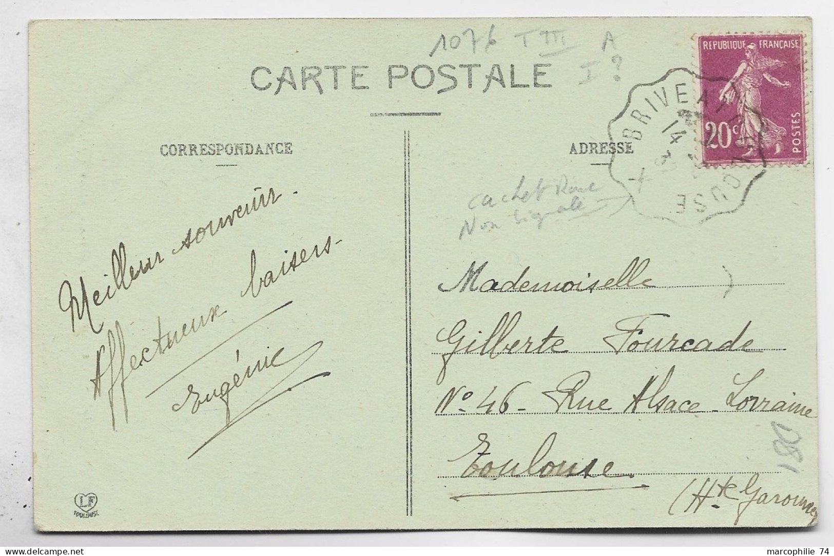 SEMEUSE 20C LILAS CARTE CORDES TARN CONVOYEUR  BRIVE A TOULOUSE 193? X NON SIGNALE - Bahnpost