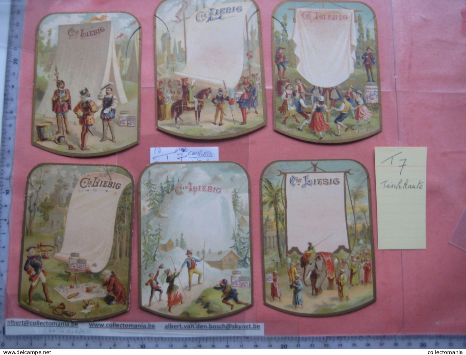 6 Cartes Chromos, 1892, Liebig Compagnie Cmplete Set  Tischkarten, Cartes De Table Nr 7 : Leisure Pursuits V - Liebig