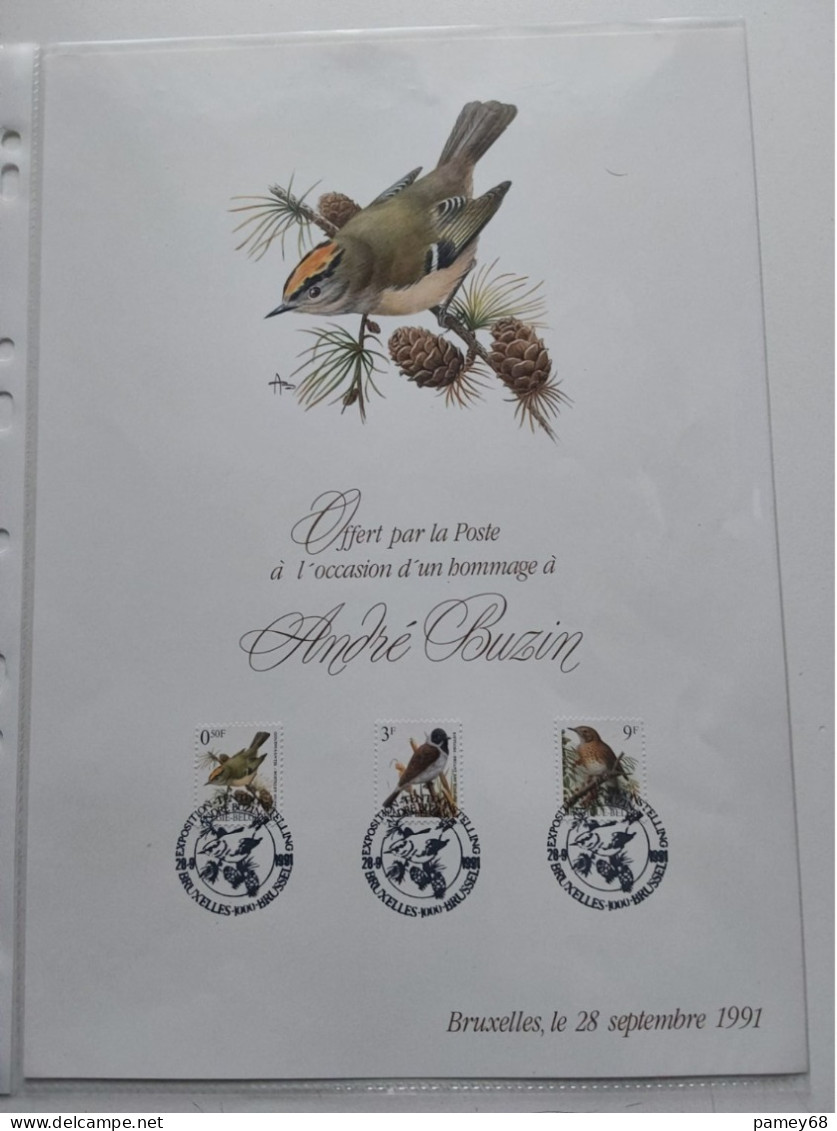 Souvenir De La Poste Oiseaux André Buzin 28.09.1991 Version Française. - 1985-.. Birds (Buzin)