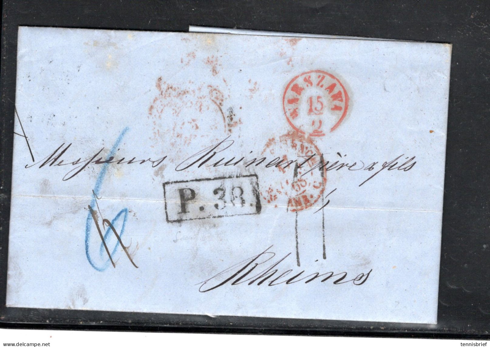 1868 , Red Postmark " WARSAWA " ,very  Clear And " P.38 "  ( = Postvertrag 38 ) From Prusse To France  #209 - ...-1860 Préphilatélie