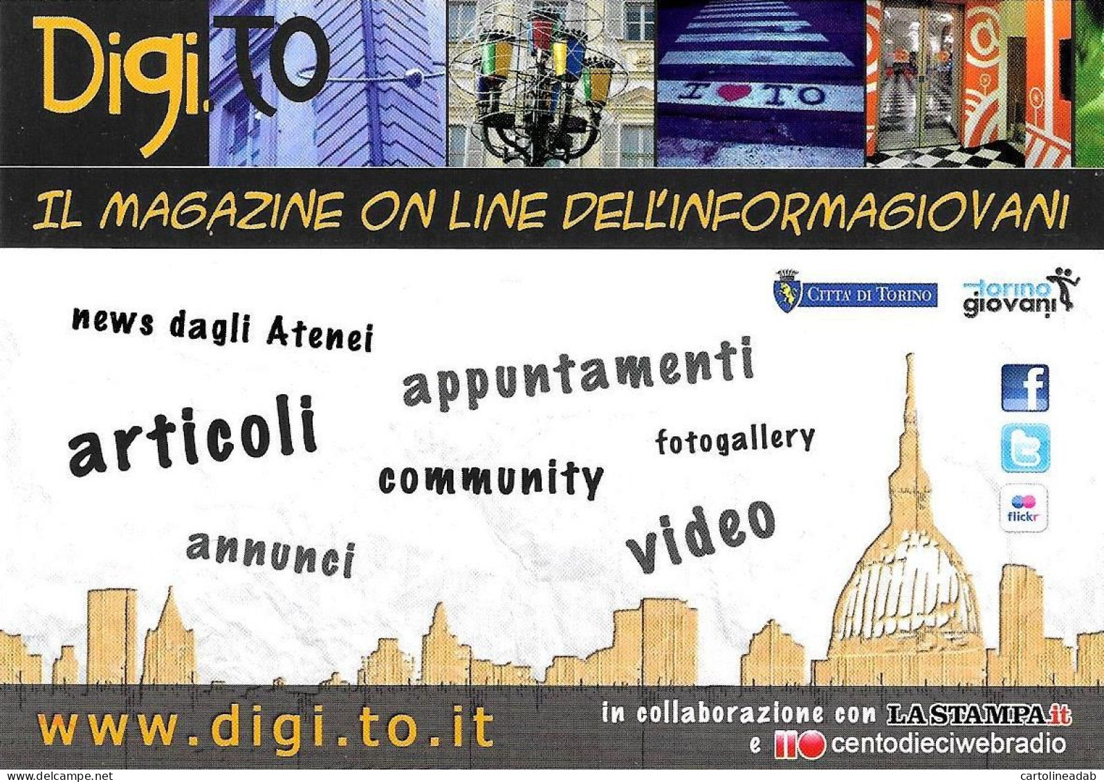 [MD9749] CPM - TORINO MOLE ANTONELLIANA - DIGI.TO IL MAGAZINE ON LINE DELL'INFORMAGIOVANI - PERFETTA - NV - Mole Antonelliana