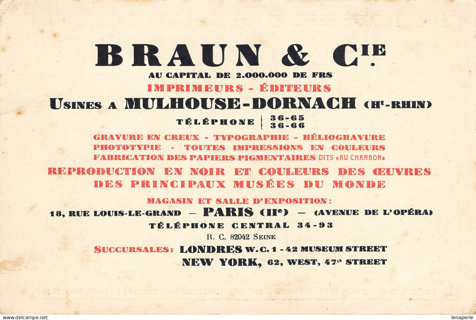 D9411 Publicité BRAUN & CIE Usine A Mulhouse Dornach - Sonstige & Ohne Zuordnung