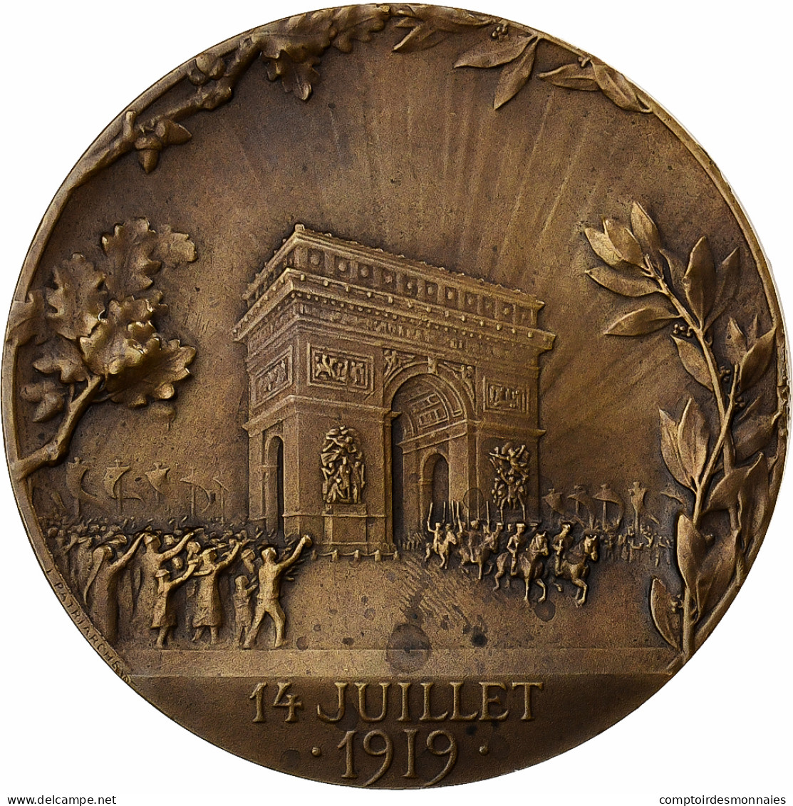 France, Médaille, La Victoire, 1919, Bronze, Patriarche, SPL - Andere & Zonder Classificatie