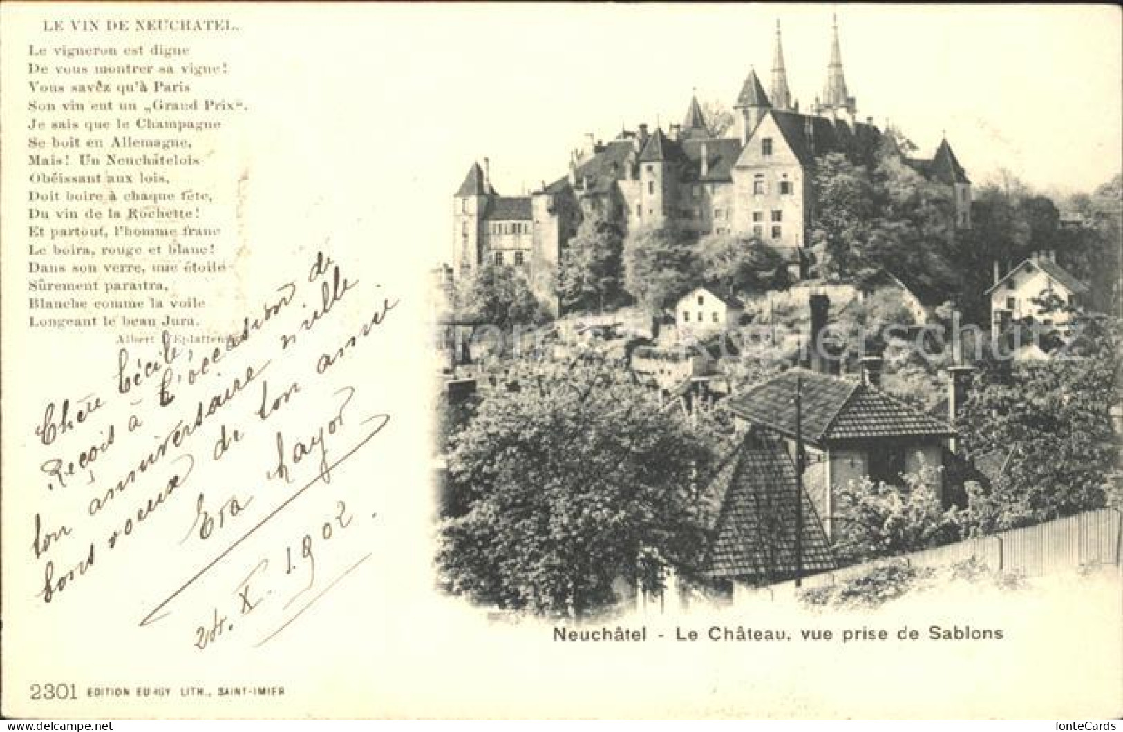 12013907 Neuchatel NE Chateau Vue Prise De Sablons Schloss Neuchatel - Sonstige & Ohne Zuordnung