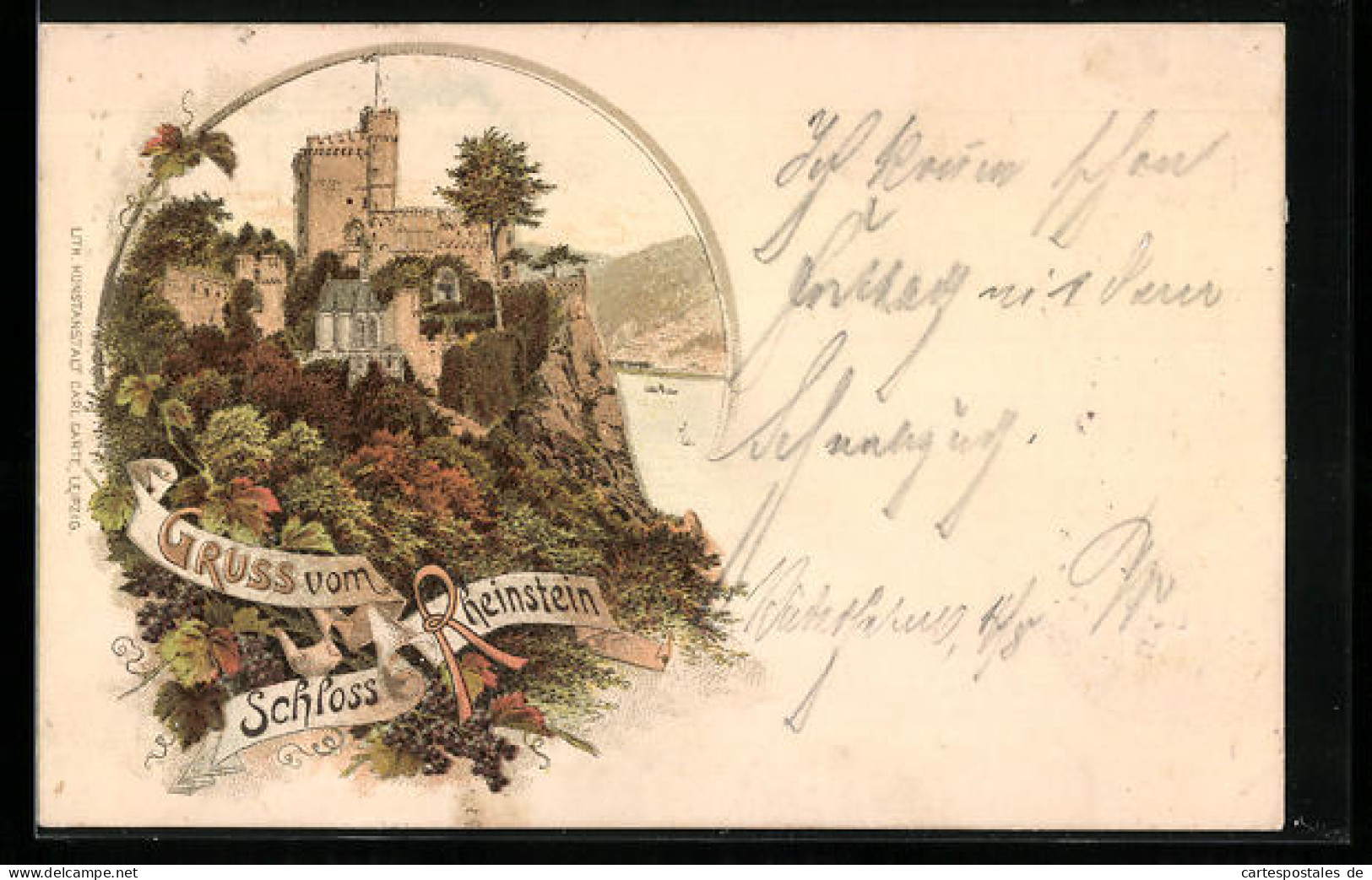 Vorläufer-Lithographie Rheinstein, Blick Zum Schloss Rheinstein 1895  - Sonstige & Ohne Zuordnung